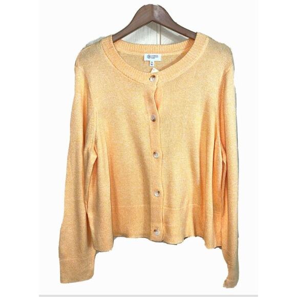 Orange Creamsicle XL Candace Cameron Bure Size X-Large Cardigan Sweater QVC NEW - Picture 1 of 10
